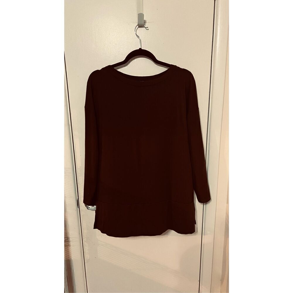 Eileen Fisher Brown Cozy Organic Cotton Interlock Top Size M